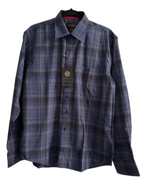 NWT Scala Milano Urban Fit Long Sleeve Dress Shirt - Blue/Black